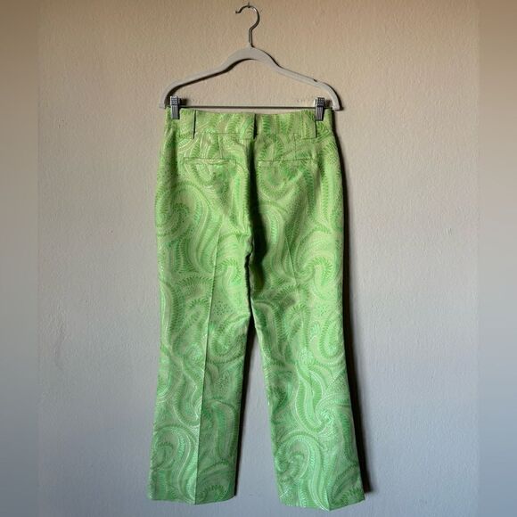 Rare A.L.C. Green Dress Pants Mid Waist Straight Leg Patterned Size S - Picture 7 of 11
